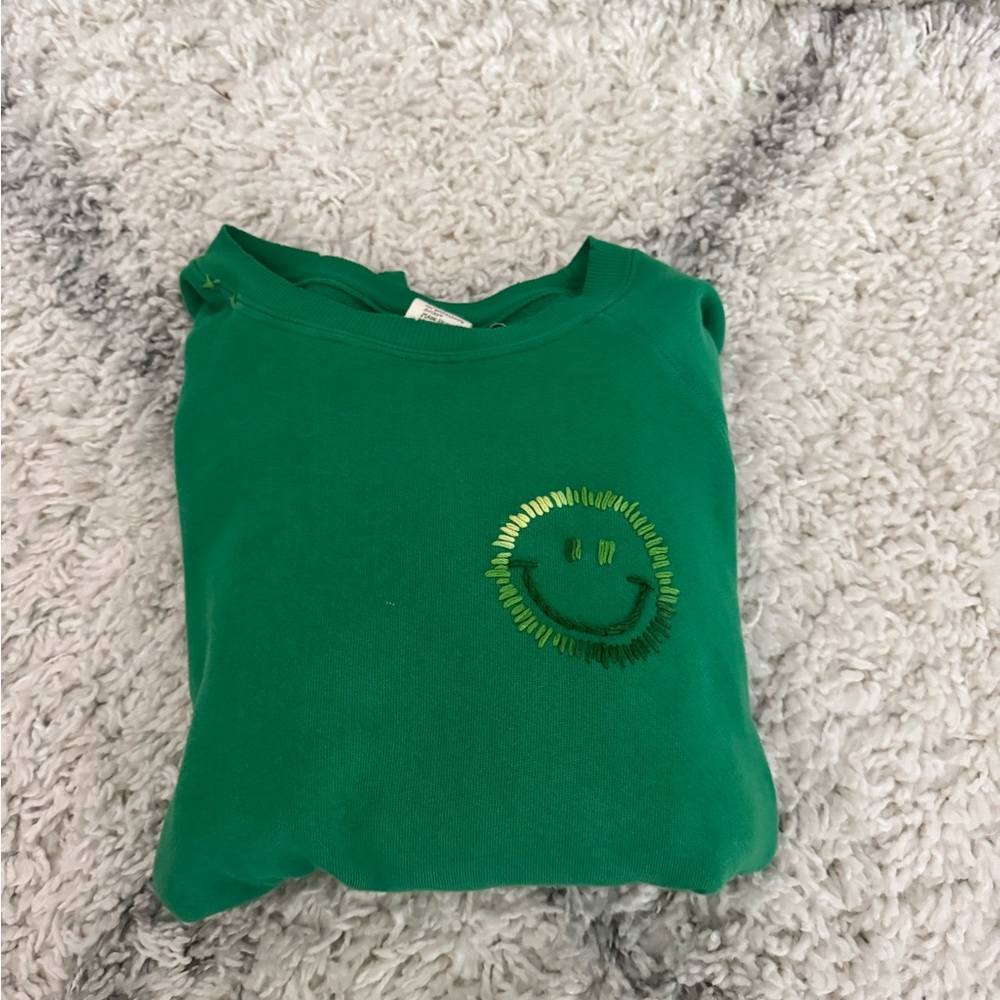 Green Sweatshirt Smiley Design